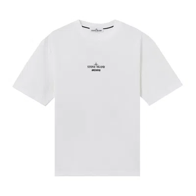 Pre-owned Stone Island Organic Cotton Archivio Print Tee 'white' | Men's Size S