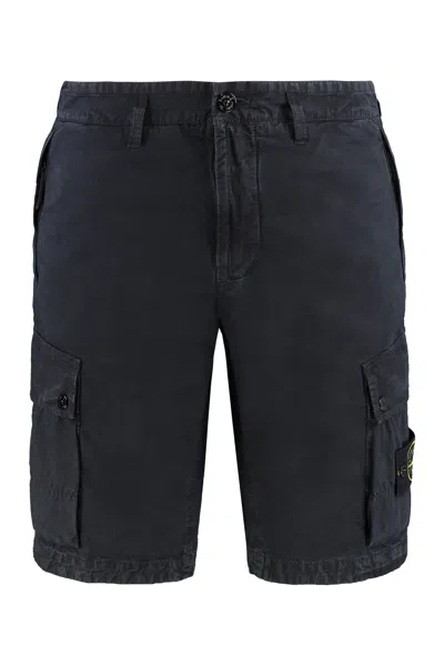 Stone Island Organic Cotton Bermuda Shorts In Blue