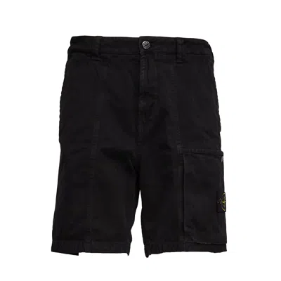 Stone Island Organic Cotton Bermuda Shorts For Men In Black