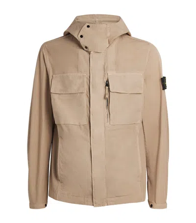 Stone Island Organic Cotton Canvas Hooded Parka In Neutral
