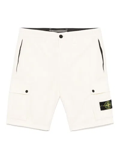 Stone Island Organic Cotton Canvas Shorts In Gray