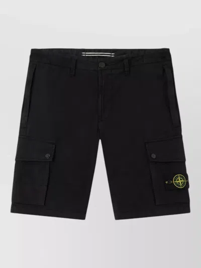 Stone Island Organic Cotton Cargo Shorts Belt Loops In Black