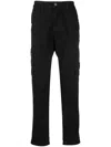 Stone Island Compass-motif Cotton Tapered Trousers In Black