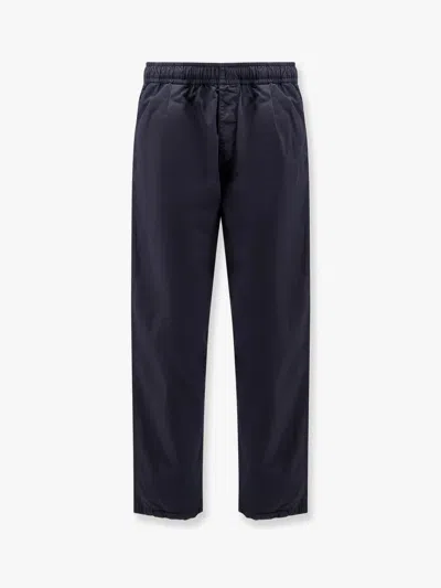 Stone Island Organic Cotton Cargo Trousers With Logo Embroidery In Blue