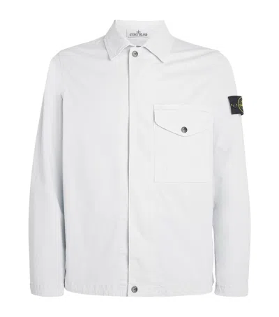 Stone Island Organic Cotton Compass Shirt Jacket In White