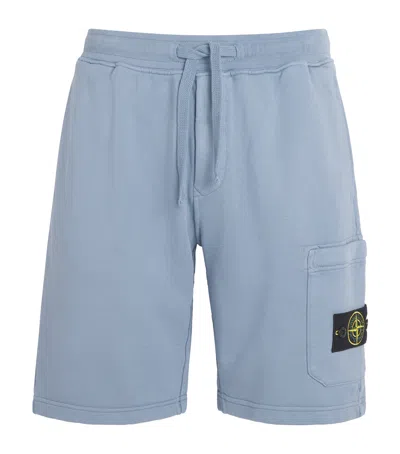 Stone Island Organic Cotton Compass Shorts In Blue