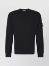 Stone Island Organic Cotton Crew Neck Long Sleeve Top In Black