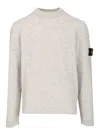 Stone Island Organic Cotton Crew Neck Sweater With English Ribs Knitwear Grey In Nude