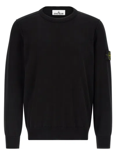 Stone Island Organic Cotton Crewneck Sweater In Black
