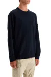 Stone Island Crew Neck Sweatshirt In Organic Brushed Cotton In Blue