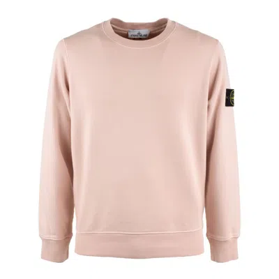 Stone Island Organic Cotton Fleece Antique Pink In Blue