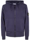 Stone Island Organic Cotton Fleece Garment Dyed Hoodie Sweater In Purple