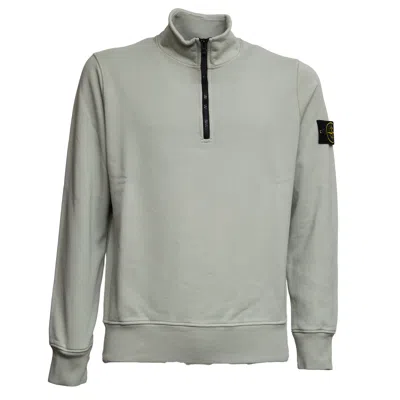 Stone Island Organic Cotton Fleece Half-zip Sweatshirt For Men In Gray