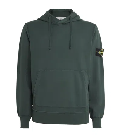 Stone Island Organic Cotton Fleece Hoodie In Gold