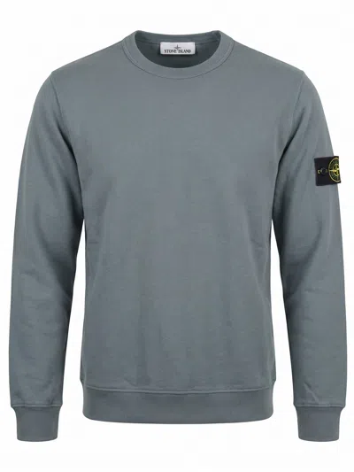 Stone Island Organic Cotton Fleece Sweatshirt In Gray