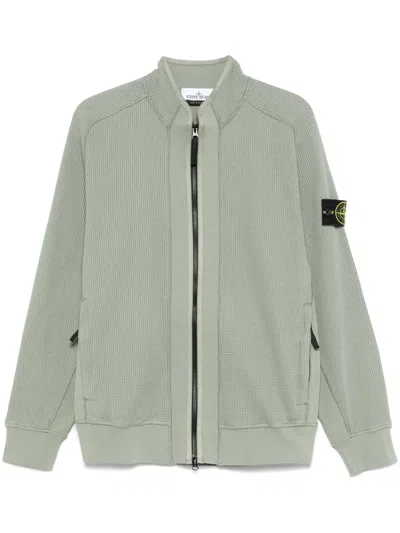 Stone Island Organic Cotton Fleece Sweatshirt In Green