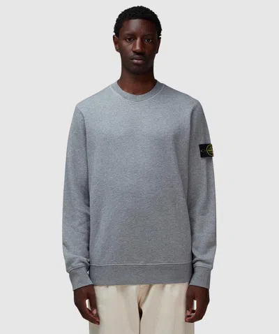 Stone Island Organic Cotton Fleece Sweatshirt In Melange Grey