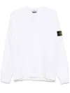Stone Island Organic Cotton Fleece Sweatshirt With Signature Badge In White