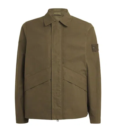 Stone Island Organic Cotton Ghost Overshirt In Green