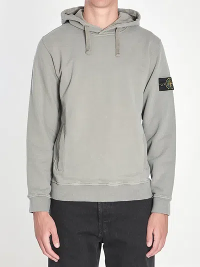 Stone Island Organic Cotton Hooded Sweatshirt In Gray