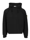 Stone Island Brushed Organic Cotton Fleece Oversized Fit Hoodie Clothing In Black