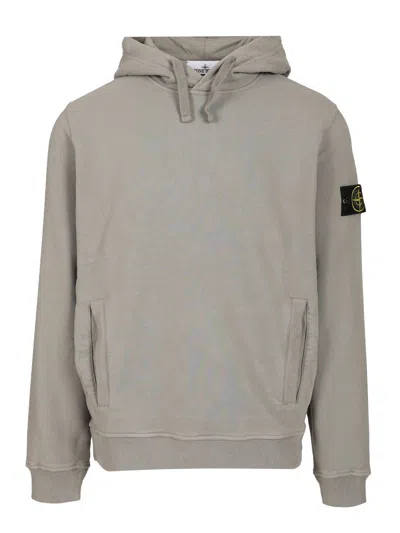 Stone Island Organic Cotton Hoodie Sweatshirts Grey In Gray