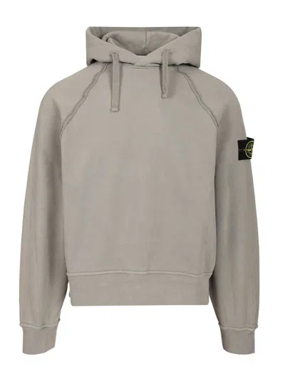 Stone Island Organic Cotton Hoodie Sweatshirts Grey In Neutral