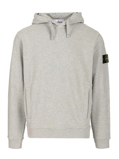 Stone Island Organic Cotton Hoodie Sweatshirts Grey In Gray