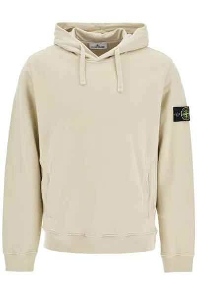 Stone Island Organic Cotton Hoodie With Hood In Beige