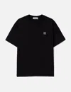 Stone Island Organic Cotton Jersey 'fissato' Effect Short Sleeve T-shirt In Black