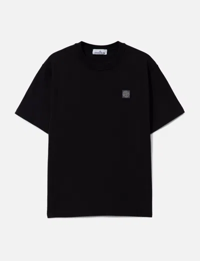 Stone Island Organic Cotton Jersey 'fissato' Effect Short Sleeve T-shirt In Black