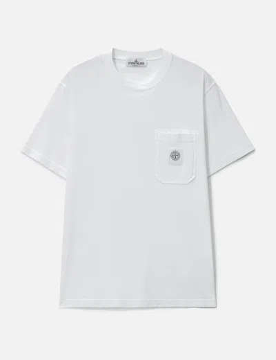 Stone Island Organic Cotton Jersey 'fissato' Effect T-shirt In White