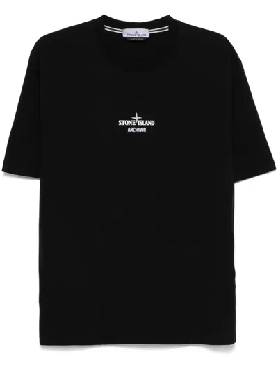 Stone Island Logo-printed Crew-neck T-shirt In Black