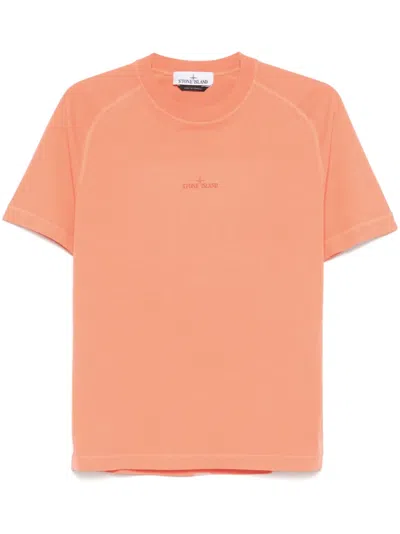 Stone Island Organic-cotton Jersey T-shirt In Orange