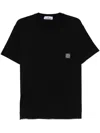 Stone Island Short-sleeved T-shirt With Compass Logo Patch In Black