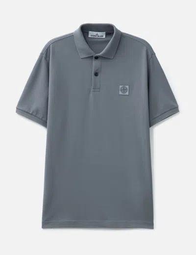 Stone Island Organic Cotton Pique Polo Shirt In Blue