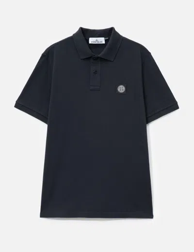 Stone Island Organic Cotton Piqué Short-sleeve Polo In Black