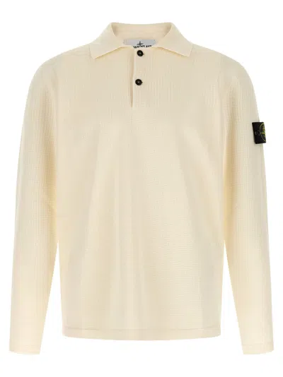 Stone Island Organic Cotton Polo In Cream