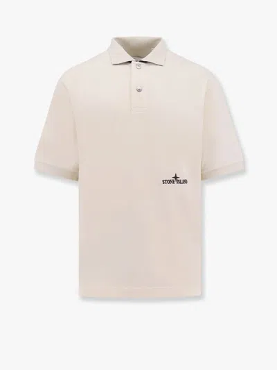 Stone Island Organic Cotton Polo Shirt In Cream