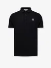 Stone Island Black Piquet Polo Shirt In Blue