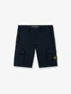 Stone Island Old Effect Cotton Cargo Bermuda Shorts Clothing In Blue