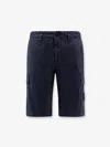 Stone Island Old Effect Cotton Cargo Bermuda Shorts Clothing In Blue