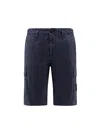 Stone Island Old Effect Cotton Cargo Bermuda Shorts Clothing In Blue