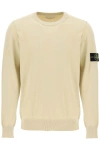 Stone Island Ivory Ribbed Knit Sweater With Crew Neckline In Beige,neutro