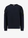 Stone Island Crew Neck Sweatshirt In Organic Brushed Cotton In Blue