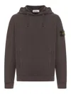 Stone Island Lead Grey Brushed Organic Cotton Hoodie In Brown