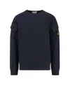Stone Island Crew Neck Sweatshirt In Organic Brushed Cotton In Black