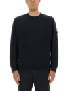 Stone Island Organic Cotton Crewneck Sweatshirt In Black