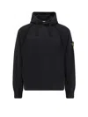 Stone Island Organic Cotton Fleece Hoodie In Black