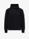 Stone Island Organic Cotton Fleece Hoodie In Black